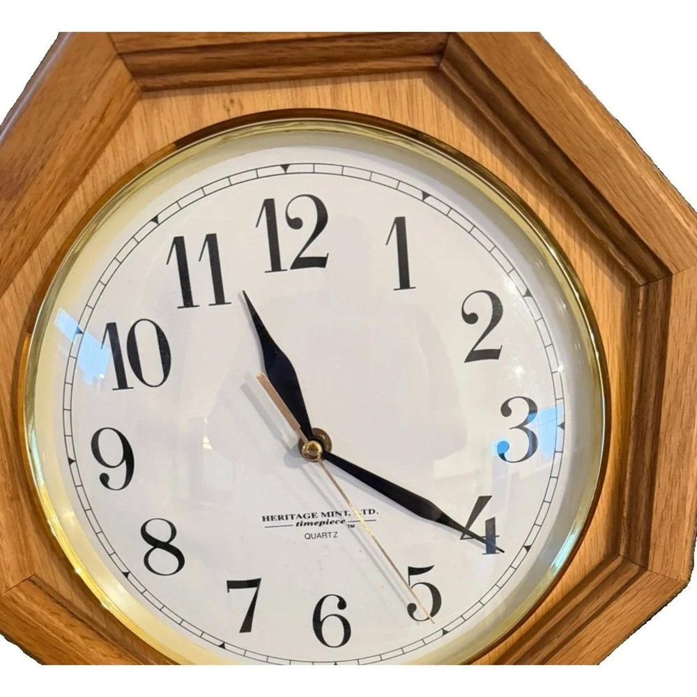 Heritage Mint Ltd Regulator Wall Clock Oak Wood Octagon Quartz Pendulum 20 inch